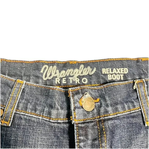 Wrangler Retro Relaxed Boot Cut Jeans Mens 36X32 Blue Denim Western Cowboy Adult - Picture 3 of 9